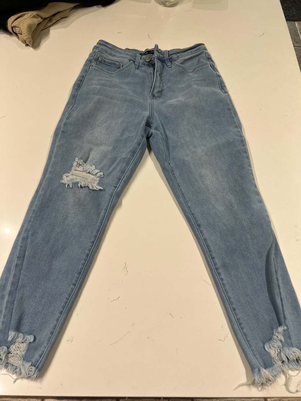 Royalty For Me Vintage Stretch High Rise Slim Straight Distressed Jeans Size 10
